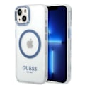 Miniatyrbild 2 av 9: Guess GUHMP14MHTRMB iPhone 14 Plus 6.7 blå/blå hardt deksel Metal Outline Magsafe