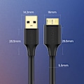 Miniatyrbillede 10 af 11: UGRØN KABEL USB-A 3.0 - MICRO USB-B SUPERSPEED 5GB/S 1M SORT