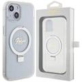 Miniatyrbild 1 av 2: Guess Ring Stand Script Glitter MagSafe Beskyttelsesveske til iPhone 15/14/13 - Gjennomsiktig