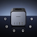 Miniatyrbild 9 av 10: Ugreen cube skjøteledning 65W USB / USB C + 3x AC plugg svart (CD268)