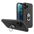 Miniatyrbillede 1 af 3: RING CASE SILIKONE ETUI MED FINGERHOLDER OG STATIV TIL SAMSUNG GALAXY S22+ (S22 PLUS) SORT