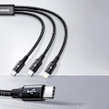 Miniatyrbild 9 av 11: Baseus Rapid 3-i-1-kabel USB Type C - USB Type C / Lightning / micro USB 20 W 1,5 m grønn (CAMLT-SC06)