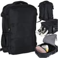 Cabin backpack 45x30x12.5 cm black with 3 compartments and removable bottom compartment