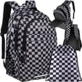 Backpack 22L with laptop compartment and shoe bag, black checkered 600D Oxford