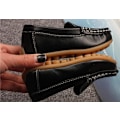 Miniatyrbillede 5 af 5: Sorte læder loafers børn drenge piger mode loafers afslappede bådsko flade skridsikre oxford sko komfortable vandresko EU størrelse 21