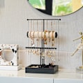 Miniatyrbillede 4 af 5: Elegant Antik Bronze T-formet 3-lags Smykkeudstillingsstativ til