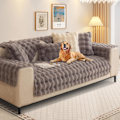 Miniatyrbillede 1 af 5: Kanin Plys Sofa Overtræk L Form 1/2/3/4 Personers Sofa Overtræk Hjørnesofa U Form, 2023 Nyt Universal Skridsikkert Sofa Beskyttelse, Super Blød Sofa grå grey 90*90cm