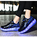 Miniatyrbilde 4 av 5: Barn LED USB Oppladbare Enkelt-hjuls Rullesko Svart og Blå black and blue 32