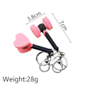 Miniatyrbillede 4 af 4: Sort og Pink Fan Lys Stick Nøglering til Fest Tilbehør, Sort og Pink Hjerte Hammer Vedhæng