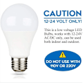 Pikkukuva 2 / 5: E27 12V LED Kylmä valkoinen 6500K retkeilyyn, 75W halogeeniekvivalentti, AC DC 12 Voltin 24 Voltin E27 LED-lamppu aurinkopaneeliin/autotalliin/puutarhaan, ei himmennettävä (9 wattia)