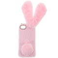 Miniatyrbillede 1 af 3: Pink Lækkert Plys Kanin Design Telefon Cover Rhinestone Ramme Telefon Skal Mode Stødsikker Beskyttelse Kompatibel med Apple iPhone SE 2020