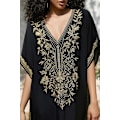 Miniatyrbillede 4 af 5: YouKD Kaftan med blomsterbroderi, boheme strandkjole, bikini-coverup, lang strandkaftan til kvinder-XF11-