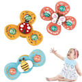 Pikkukuva 5 / 5: 3 kpl Vauvan Imu Kuppi Pyörivä Sarjakuva Lelu Sarjakuva Fidget Spinner Dekompressiolelu