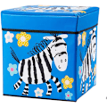 Miniatyrbillede 1 af 5: Foldbar tegneserie opbevaringsskammel med aftageligt låg, sød fodskammel, sæde opbevaringskube/boks/beholdere til hjemmet, soveværelset, kollegiet (blå zebra)