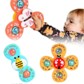 Pikkukuva 2 / 5: 3 kpl Vauvan Imu Kuppi Pyörivä Sarjakuva Lelu Sarjakuva Fidget Spinner Dekompressiolelu