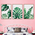 Miniatyrbilde 2 av 5: Wekity Botanisk Veggkunst Trykksett med 3 Tropiske Blader Lerret Dekor Planteblader Boho Veggdekor Bilder Grønne Boho Plakater Kunstsett Baderomsvegg A