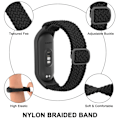 Miniatyrbilde 3 av 5: Flettet klokkereim for Xiaomi Mi Band 7 6 5 4 3 Armbånd Elastisk Justerbar Armlenke for Amazfit Band 5 Armbånd Erstatningsarmbånd Svart