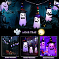 Pikkukuva 4 / 5: Ulkoilma Halloween-koristeet Riippuva haamu noitakypärällä, 5 kpl