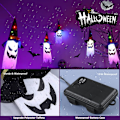 Pikkukuva 5 / 5: Ulkoilma Halloween-koristeet Riippuva haamu noitakypärällä, 5 kpl