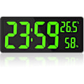 Miniatyrbild 1 av 5: Stor digital väggklocka, stor digital väggklocka med temperatur och luftfuktighet, digital väggklocka med LED-siffror för sovrum, kontor, tydlig R