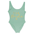 Miniatyrbillede 1 af 5: S-3xl Print Team Bride Badedragt i ét stykke Kvinder Badetøj Polterabend Badedragt Sommer Strandtøj Badedragt guld grøn gold green XL