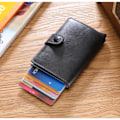 Miniatyrbillede 5 af 5: Sort RFID NFC Beskyttet Wallet Kort Etui 5 Kort (Ægte Læder) Sort