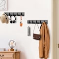 Miniatyrbillede 3 af 5: 2 stk. vægmonterede metal tøjbøjler med 5 foldbare kroge, aluminiumsvæg