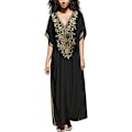 Miniatyrbillede 1 af 5: YouKD Kaftan med blomsterbroderi, boheme strandkjole, bikini-coverup, lang strandkaftan til kvinder-XF11-