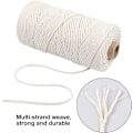 Miniatyrbild 2 av 5: 100 m Vitt Makramé Bomullsrep, 3 mm Jute Bomullsgarn, Bomullsmakramétråd, Snöre, Flätat Repgarn för Presentinslagning Stickning Dekoration-FQ5-