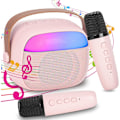 Miniatyrbillede 1 af 3: Karaokemaskine til børn med 2 trådløse mikrofoner, bærbart KTV-system med Bluetooth