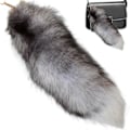Miniatyrbillede 3 af 5: Falsk Rævehale, 40 cm Dyrehale, Fluffy Falsk Pelshale, Rævehale, Nøglering, Pungdekoration Rævehale, Rollespil, Sølv
