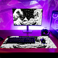 Miniatyrbillede 5 af 5: Sort og hvid japanske bølger Sea Dragon Gaming Musemåtte Abstrakt sort måtte 31,5x11,8 tommer Sea Wave Texture Skridsikker R