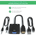 Miniatyrbillede 3 af 5: 1080P HDMI til VGA Adapter, Konverter (Han til Hun) med Lydkabel og Micro USB Opladerkabel til PC, Laptop, Projektor, HDTV, PS4/3 Xbox
