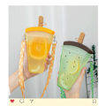 Miniatyrbilde 3 av 5: Sommer vannmelon kopp utendørs med stropp bærbar anti-fall halm kopp rød 320ml qd