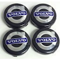 Pikkukuva 1 / 4: 4 x Volvo alumiinivanteet, navikapselit, 64 mm, musta/sininen, C70, S60, V60, V70, S80, XC90