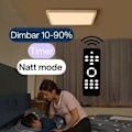 Miniatyrbillede 5 af 5: LED Loftlampe 36W Dæmpbar - 3 Farvetemperaturer, Timer, Nattilstand - Til Soveværelse, Badeværelse, Køkken - Hvid 30x30cm [Energiklasse E]
