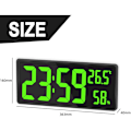 Miniatyrbild 2 av 5: Stor digital väggklocka, stor digital väggklocka med temperatur och luftfuktighet, digital väggklocka med LED-siffror för sovrum, kontor, tydlig R