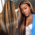 Miniatyrbilde 1 av 5: Highlights Ombre Blond Parykk for Kvinner Syntetisk Langt Rett Hår