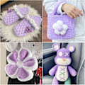 Miniatyrbild 5 av 5: Garn 4x Garn för Virkning, Mjukt Chunky Garn för Garnprojekt lotus root purple