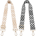 Miniatyrbillede 5 af 5: 2 stk. Justerbare Skulderstropper til Tasker 3,8 cm Taskestrop Skulderstrop Bred Håndtaskestrop med Stribet Mønster Boho 70-130 cm med Karabinhage