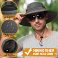 Miniatyrbillede 2 af 5: Solhat til mænd/kvinder, vandtæt bredskygget bucket hat UV-beskyttelse boonie hat til fiskeri vandreture have strand