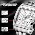 Miniatyrbillede 3 af 5: Mænd Analogt Ur Firkantet Legeringskasse Quartz Armbåndsur Hvid Urskive
