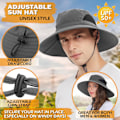 Miniatyrbillede 3 af 5: Solhat til mænd/kvinder, vandtæt bredskygget bucket hat UV-beskyttelse boonie hat til fiskeri vandreture have strand