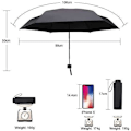 Miniatyrbillede 2 af 5: Sort Foldbar Paraply, Mini Solparaply, Lommeparaply & Rejseparaply, Ultralet Fashionabel Kompakt Bærbar Anti-UV, Ideel til Rygsæk/Lomme