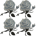 Miniatyrbild 1 av 3: 4 st Rosbroderade strykmärken för kläder, ränder, T-shirts, kjolar, jeans, västar, hattar, kläder, DIY Applikation Broderi
