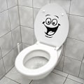 Miniatyrbilde 1 av 5: Smiley-klistremerke, morsom veggklistremerke for toalett, bad, kjøkken, PVC, 1 farge, én størrelse 24 * 18 cm