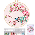 Miniatyrbillede 1 af 5: Broderi Starter Kit, (Fugle og Blomster) DIY Korssting Broderi Starter Kit, Broderi Starter Kit til Voksne Begyndere