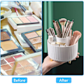 Miniatyrbillede 4 af 5: Elfenbensfarvet Kosmetik Organizer, 360° Drejelig Organizer, Bærbar Kosmetikboks, Multifunktionel Opbevaring, Kosmetikopbevaring til Soveværelse, Badeværelse, Klædeskab