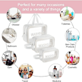 Miniatyrbild 5 av 5: Transparent necessär set Vattentät necessär Ny dam badrum väska Resa sminkväska White