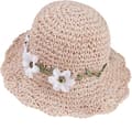 Flickor Halmhattar Fällbar Solhatt（Puder） med Blomdekoration Sommarhatt för Barn Strand Resor Vandring